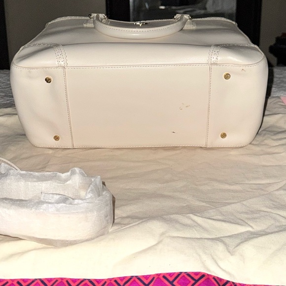 Creme Leather Tory Burch Robinson Spectator Double Zip Tote NWOT - Picture 7 of 16